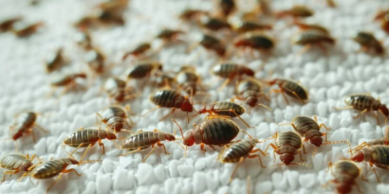 Wicker chair on blue rug