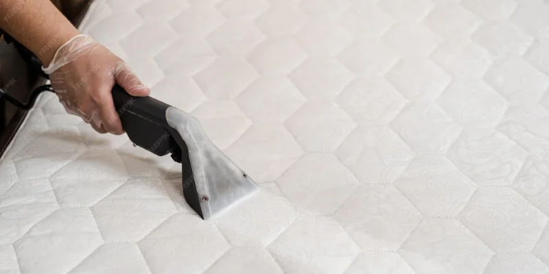 Wicker chair on blue rug